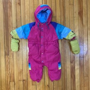 Vintage Brambilla Kids One Piece Snowsuit/Bunting, 9–12 Months, Down Filled